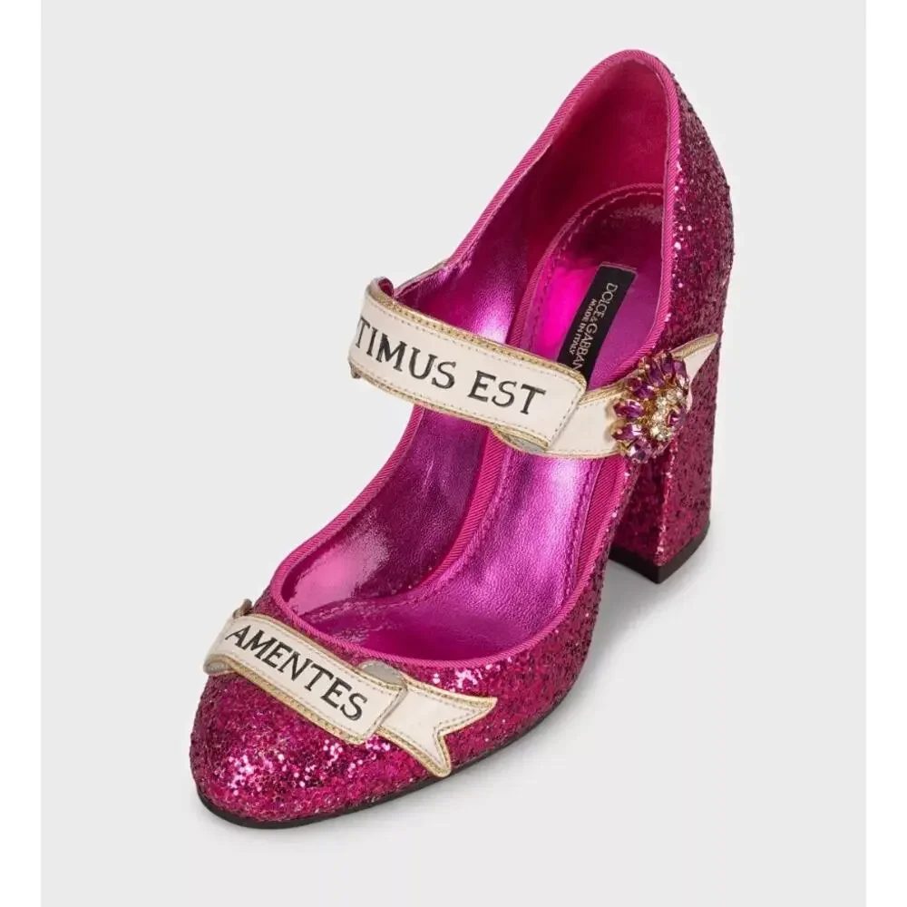 Dolce & Gabbana Pink Glitter Pumps - EU 36.5